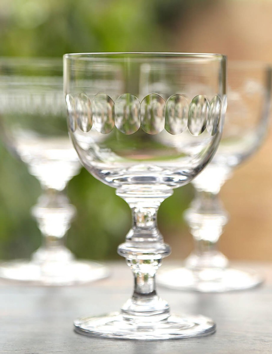 Four Wine Goblets With Lens Design Clearance