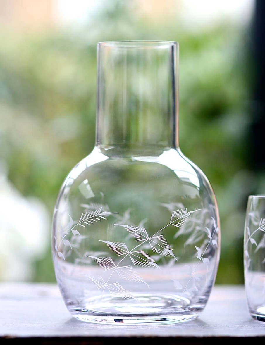 Carafe And Glass With Fern Design Best